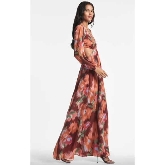 SACHIN + BABI Dress Size 2 Evening Gown NEW Cassandra Bordeaux Ikat Print - Picture 9 of 9